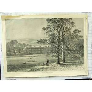  1869 EXTERIOR GARDEN KNOWSLEY HOUSE SHEEP TREES