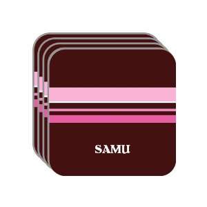 Personal Name Gift   SAMU Set of 4 Mini Mousepad Coasters (pink 