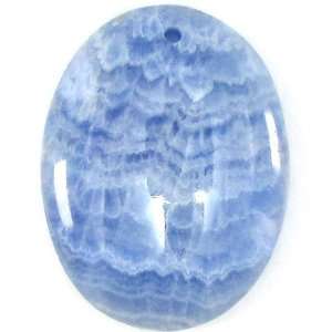  45mm blue lace agate flat oval pendant bead