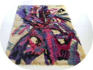 midcentury op art shag 60s danish rya knoll era carpet modern painting 