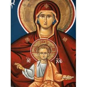  Greek Orthodox Icon Depicting Virgin and Child 