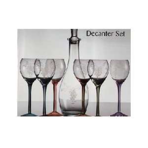   Multi color and Pattern Decanter Set   7 Pieces