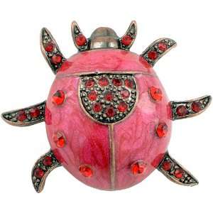 Ruby Beetle Bug pins Austrian Crystal Red Enamel Insect Brooches and 