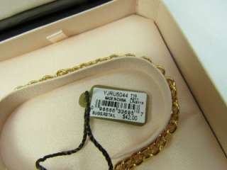 2011 Juicy Couture Gold Bow Toggle Wish Bracelet w/ Heart Charm 