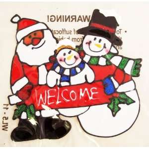   Window Sticker   22cm Santa & Snowmen Welcome Design 