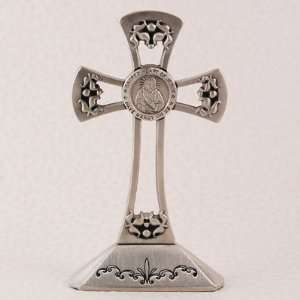    4 Pewter Standing Sacred Heart Cross, Boxed 
