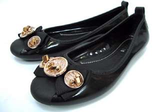   BLACK FARASION BOW BLING FRONT FLAT DOLLY SHOES PUMPS SIZE 3 8  