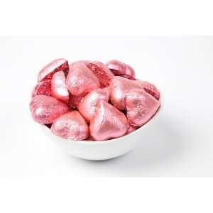 Bright Pink Foiled Milk Chocolate Hearts Grocery & Gourmet Food