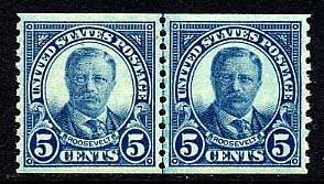 602 1923 Roosevelt Coil Joint Line Pair Mint VLH  