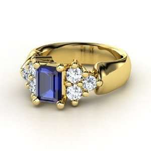  Astrid Ring, Emerald Cut Sapphire 14K Yellow Gold Ring 