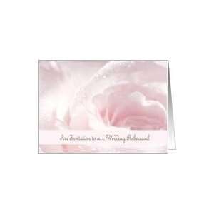 Wedding Rehearsal Invitaiton, Pink and White Rose, Water Droplettes 