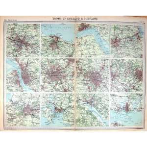 Antique Map England Scotland Portsmouth Manchester Leith Hull 