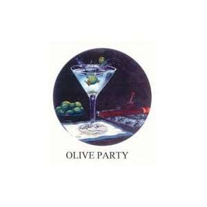    Olive Party Michael Godard Neon Clock (green)