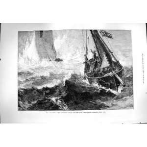  1877 Storm Bishop Rock Lighthouse Scilly Isles Ships
