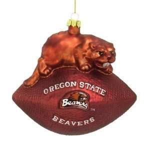 Oregon State Beavers NCAA Glass Mascot Football Ornament (6)  