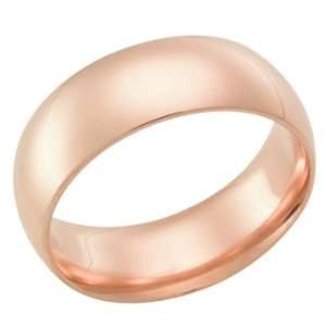  8.0 Millimeters Rose Gold Heavy Wedding Band Ring 18kt 