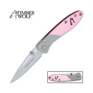  Timber Wolf Pink & Silver Folding Knife