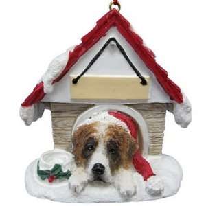  St Bernard in Doghouse Christmas Ornament