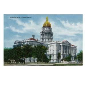 Denver, Colorado, Exterior View of the Capitol Building Premium Poster 