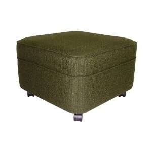 Square Extra Large Mossy Green Fabric Ottoman 