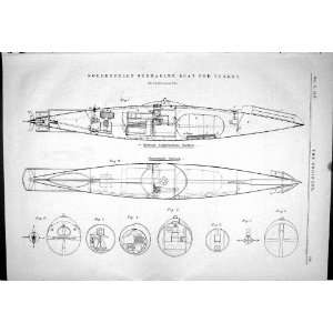  Engineering 1887 Diagrams Nordenfeldt Submarine Boat 