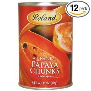 Roland Papaya Chunks in Light Syrup, 15 Ounce Can (Pack of 12)