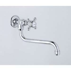 Rohl Satin Nickel Country Kitchen Pot Filler Faucet with Metal Cross 
