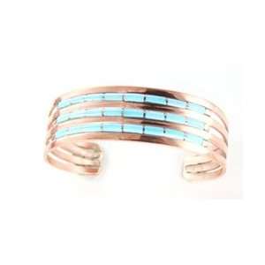   Turquoise Inlay Bracelet   Navajo Native American Handcrafted Jewelry