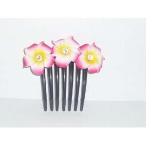  Floral Summer Hair Side French Comb Clip (Pink&yellow 