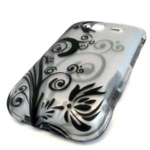 HTC Wildfire S Silver Vine Abstract HARD RUBBERIZED FEEL RUBBER COATED 