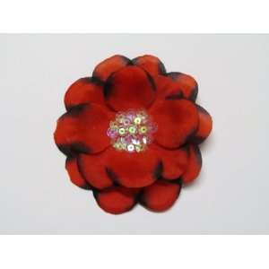  Red 4 Sequin Center Flower Hair Clip Hair Accessories For 
