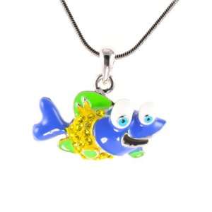   Sea Colorful Fish Cubic Zirconia Charm w/ Snake Chain Necklace   17mm