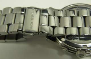 Michael Kors Womens Crystal Bezel Silvertone Chronograph Bracelet 