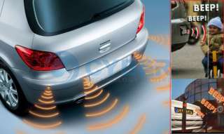 Car LED 4 Parking Sensor Reverse backup Radar kit White  