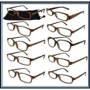  Reading Glasses Wholesale 10 Brown Plastic Reader Men 