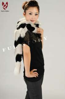 Silver fox fur c/w rex rabbit fur scarf wrap cape shawl  