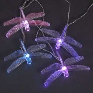  10 Battery Operated Flickering Dragonfly LED Multicolored 