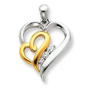  Diamond Heart Pendant in 14K Yellow Gold Jewelry