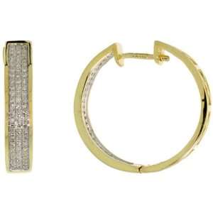 14k Gold Diamond Hoop Earrings, w/ 0.50 Carat Brilliant Cut Diamonds 