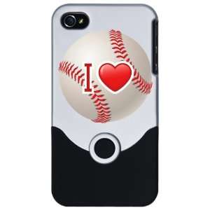    iPhone 4 or 4S Slider Case Silver I Love Baseball 