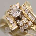   Diamond 14K Yellow Gold Engagement Ring Matching Cradle Wedding Band