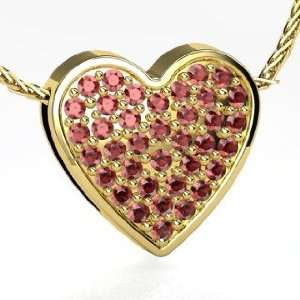  Fenice Pave Heart Pendant, 14K Yellow Gold Necklace with 