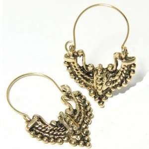 SG Paris Fish Hook Antic Gold Dore Earrings French Clip Metal Winter 