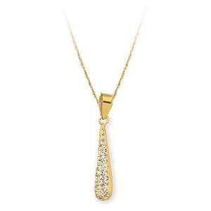  CleverEves 14K Yellow Gold Crystal Drop Pendant 