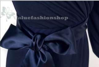 Korea Womens V neck Tunic Knee Length Wrap Dress H1386  