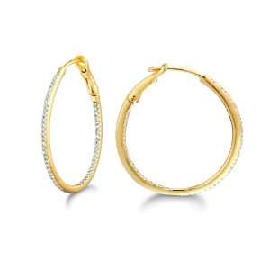    14K Gold 1/3ct GH Diamond Hoop Earrings Arts, Crafts & Sewing