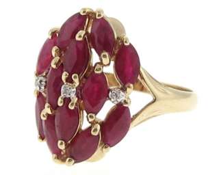 Estate Natural Ruby Diamond Solid 14k Yellow Gold Ring  