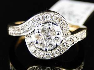   WOMENS YELLOW GOLD ROUND CUT DIAMOND ENGAGEMENT WEDDING RING 1/2 CT