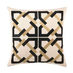  Trina Turk Geometric Tile Embroidered Taupe & Black Pillow 