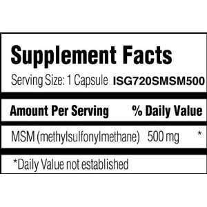  Invacare MSM 500 mg Capsules (Case) Health & Personal 